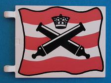 2525px1 | Flag 6 x 4 with Crossed Cannons over Red Stripes Pattern | LEGOPART