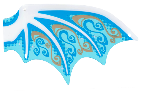 25348a | Plastic Wing Dragon with White Spines, Dark Azure and Gold Scrollwork and White Sparkles Pattern | LEGOPART