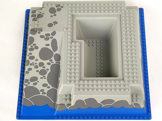 2552px3 | Baseplate, Raised 32 x 32 with Ramp and Pit with Blue Water and Dark Gray Stones Pattern | LEGOPART