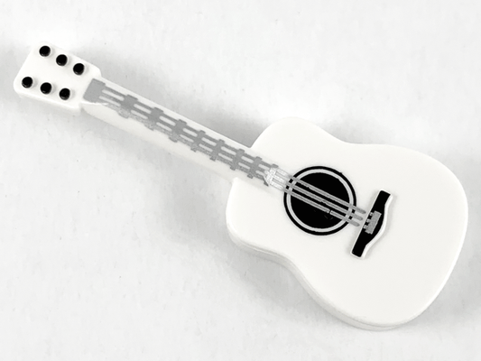 25975pb02 | Minifigure, Utensil Musical Instrument, Guitar Acoustic with Silver Strings and Black Tuning Knobs Pattern | LEGOPART