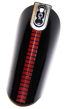 26831pb04L | Large Figure Armor, Arm / Leg Cover with Ball Joint Socket and 2 Holes with Red Lines Pattern | LEGOPART