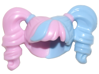 28798pb02 | Minifigure, Hair Female Pigtails High Bouncy, Hole on Top with Bright Light Blue Hair on Left Side and Tie on Right Side Pattern | LEGOPART
