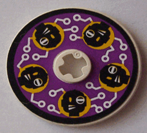 2958pb021 | Technic, Disk 3 x 3 with Black Cyber Heads on Purple Pattern | LEGOPART