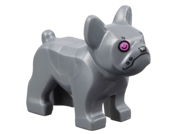 29602pb03 | Dog, French Bulldog with Dark Pink Eyes, Silver Nose, Robot Pattern | LEGOPART