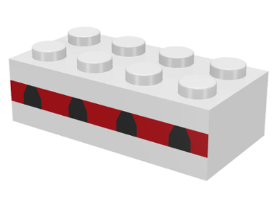 3001oldpb01 | Brick 2 x 4 with Plane Windows 4 in Thin Red Stripe Pattern | LEGOPART