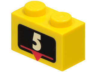 3004px2 | Brick 1 x 2 with White Number 5 Marker Pattern | LEGOPART