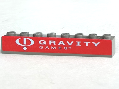 3008pb041 | Brick 1 x 8 with White Gravity Games Logo on Red Background Pattern | LEGOPART