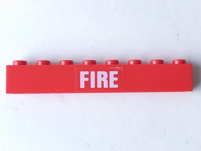 3008pb111 | Brick 1 x 8 with White 'FIRE' Pattern (Sticker) - Set 7239 | LEGOPART