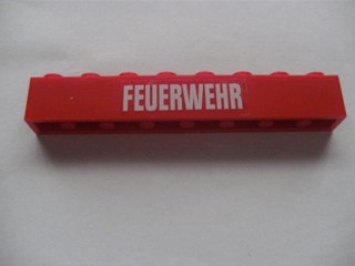 3008pb112 | Brick 1 x 8 with White 'FEUERWEHR' Pattern (Sticker) - Set 7239 | LEGOPART