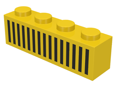 3010p04 | Brick 1 x 4 with Black Grille with 15 Vertical Lines Pattern | LEGOPART