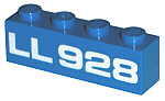 3010p928 | Brick 1 x 4 with White 'LL 928' Pattern | LEGOPART