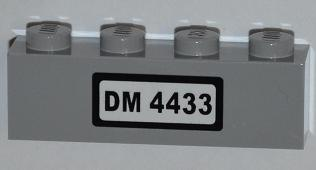 3010pb156 | Brick 1 x 4 with 'DM 4433' on White Background Pattern (Sticker) - Set 4433 | LEGOPART