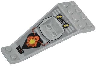 30119pb01 | Wing Plate Bi-level 8 x 4 and 2 x 3 1/3 Down with Silver/Orange/Black UFO Logo Pattern | LEGOPART