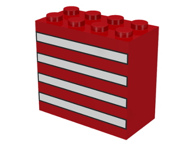 30144p01 | Brick 2 x 4 x 3 with Black Outlined White Stripes Pattern | LEGOPART