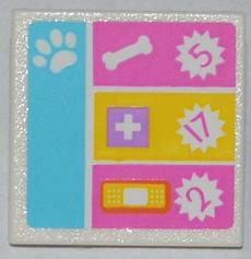 30258pb034 | Road Sign 2 x 2 Square with Clip with Paw Print, Dog Bone, White Cross, Bandage and Numbers 5, 17, 2 Pattern | LEGOPART