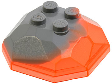 30293pb01 | Rock 4 x 4 Octagonal Boulder, Top with Marbled Trans-Neon Orange Pattern | LEGOPART