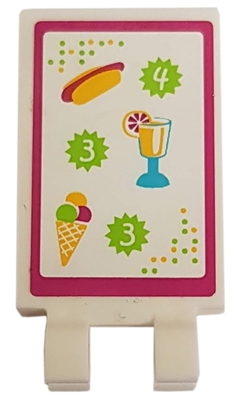 30350pb023 | Tile, Modified 2 x 3 with 2 Clips with Menu with Hot Dog, Drink and Ice Cream Cone Pattern (Sticker) - Set 41008 | LEGOPART