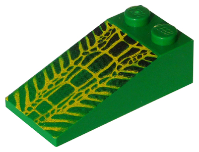 30363pb002 | Slope 18 4 x 2 with Black and Yellow Alligator / Crocodile Scales Pattern | LEGOPART