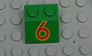 3039pb011 | Slope 45 2 x 2 with Red Number 6 with Yellow Outline Pattern | LEGOPART