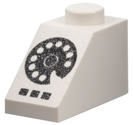 3040pb003 | Slope 45 2 x 1 with Black Rotary Phone Dial and Buttons Pattern | LEGOPART