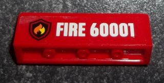 30413pb032 | Panel 1 x 4 x 1 with Flame on Black Shield Fire Logo Badge, White 'FIRE 60001' Pattern | LEGOPART