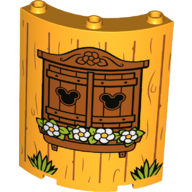 30562pb077 | Cylinder Quarter 4 x 4 x 6 with Grass, Flowers, Mickey Mouse Heads and Wooden Shutters Pattern | LEGOPART