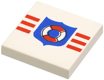 3068p66 | Tile 2 x 2 with Coast Guard Shield and Stripes Pattern | LEGOPART