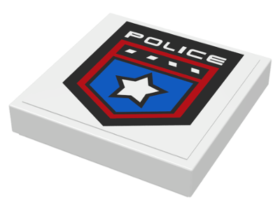 3068pb0477 | Tile 2 x 2 with Police White Star Badge and | LEGOPART