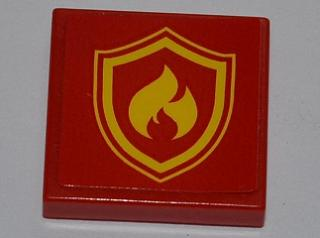 3068pb0604 | Tile 2 x 2 with Yellow and Red Fire Logo Badge Pattern | LEGOPART