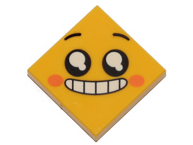 3068pb1236 | Tile 2 x 2 with Face, Smile with Teeth and Open Mouth, Black Eyes with White Pupils, Raised Eyebrows, Orange Cheeks Pattern | LEGOPART