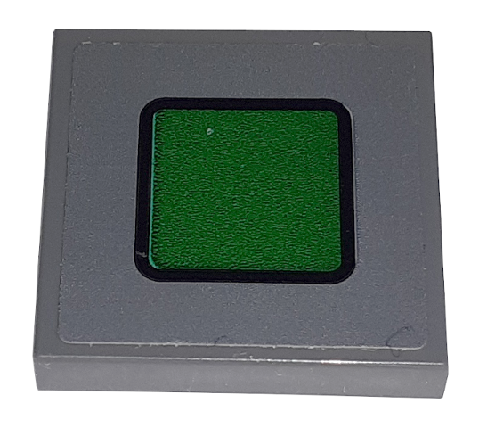 3068pb1313 | Tile 2 x 2 with Green Rounded Square with Black Border on Dark Bluish Gray Background Pattern | LEGOPART