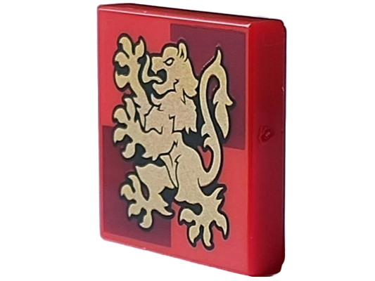 3068pb2359 | Tile 2 x 2 with Gold Gryffindor Crest on Dark Red Squares Pattern | LEGOPART