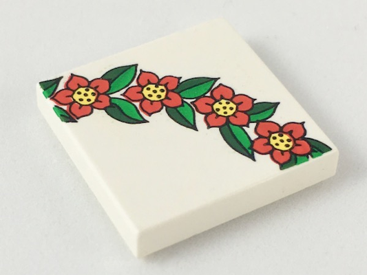 3068px92 | Tile 2 x 2 with 4 Flowers and Leaves Pattern | LEGOPART