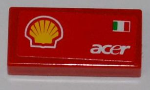 3069pb0193L | Tile 1 x 2 with Shell Logo, Italian Flag and | LEGOPART