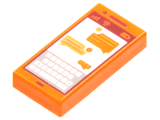 3069pb0864 | Tile 1 x 2 with Cell Phone / Smartphone Screen with Keyboard and Text Messages Pattern | LEGOPART