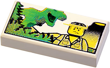 3069px16 | Tile 1 x 2 with Minifigure and Dinosaur Pattern | LEGOPART