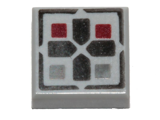 3070pb096 | Tile 1 x 1 with Black Cross and Dark Red and Dark Bluish Gray Buttons Pattern | LEGOPART