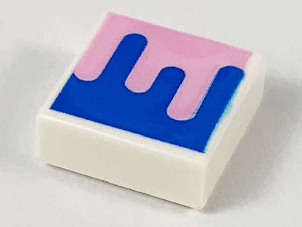 3070pb145 | Tile 1 x 1 with Blue and Bright Pink Splotch Pattern | LEGOPART