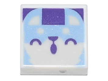 3070pb189 | Tile 1 x 1 with Bright Light Blue Animal Face with Dark Purple Closed Eyes, Nose, and Mouth Pattern | LEGOPART