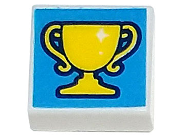 3070pb245 | Tile 1 x 1 with Yellow Trophy on Dark Azure Background Pattern | LEGOPART