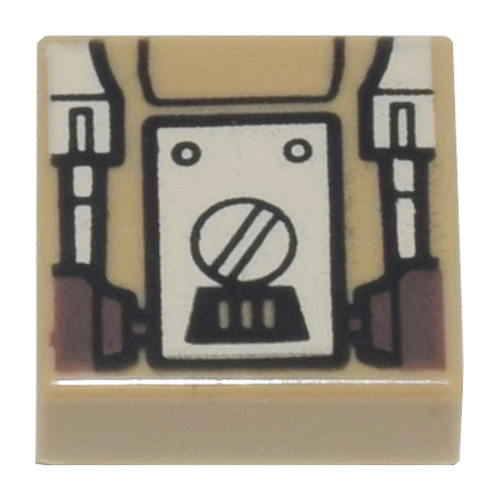 3070pb346 | Tile 1 x 1 with White and Dark Brown SW Mark IV Architect Droid Back Panel Pattern | LEGOPART