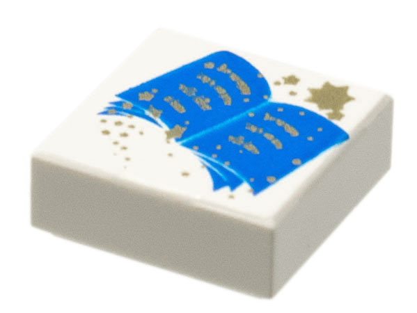 3070px8 | Tile 1 x 1 with Blue Open Book and Gold Stars Pattern | LEGOPART