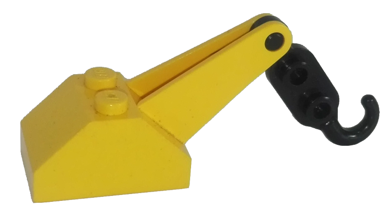 3135c01 | Hook Slope 45 2 x 3 x 1 1/3 Double with Arm with Black Tow Hook | LEGOPART