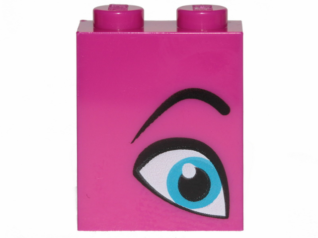 3245cpb094 | Brick 1 x 2 x 2 with Inside Stud Holder with Medium Azure Eye and Black Eyebrow Pattern Model Right Side | LEGOPART