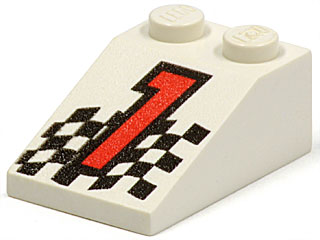 3298pb003 | Slope 33 3 x 2 with Red Number 1 and Checkered Flag Pattern | LEGOPART