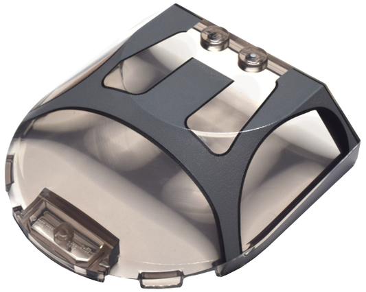 3383pb01 | Windscreen 6 x 6 x 1 1/3 Curved with Dark Bluish Gray Pagani Utopia Roof and Black Window Frame Outline Pattern | LEGOPART