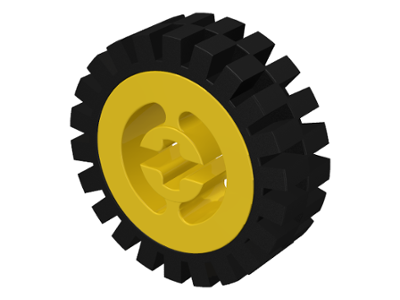 3482c01 | Wheel with Split Axle Hole with Black Tire 24mm D. x 8mm Offset Tread - Interior Ridges | LEGOPART