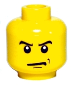 3626bpx302 | Minifigure, Head Male Angry Eyebrows and Scowl, Black Chin and Left Cheek Dimples Pattern - Blocked Open Stud | LEGOPART