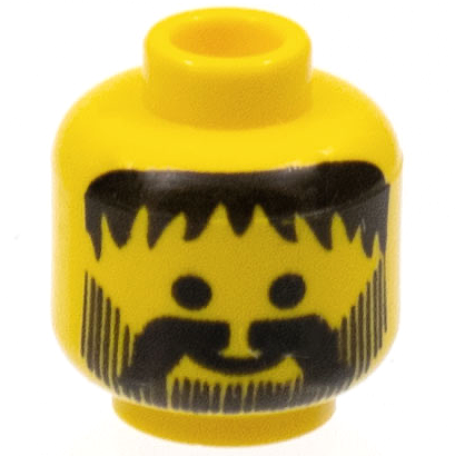 3626bpx75 | Minifigure, Head Beard Vertical Lines with Messy Hair, Moustache Black Pattern - Blocked Open Stud | LEGOPART