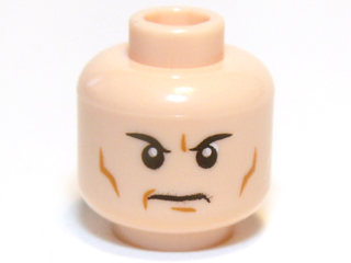 3626cpb0647 | Minifigure, Head Male Black Angry Eyebrows, Frown and Cheek Lines Pattern - Hollow Stud | LEGOPART